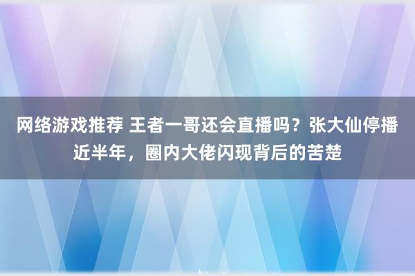 网络游戏推荐 王者一哥还会直播吗？张大仙停播近半年，圈内大佬闪现背后的苦楚