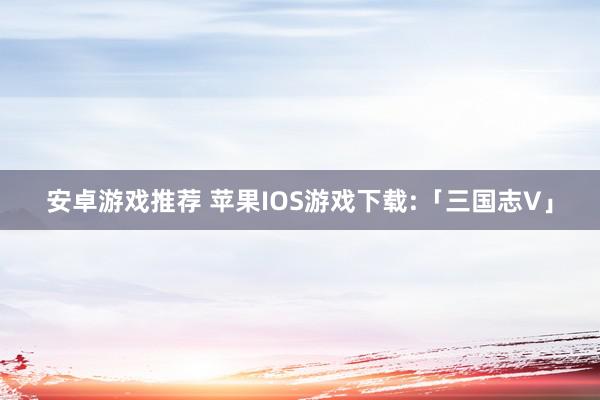 安卓游戏推荐 苹果IOS游戏下载:「三国志V」